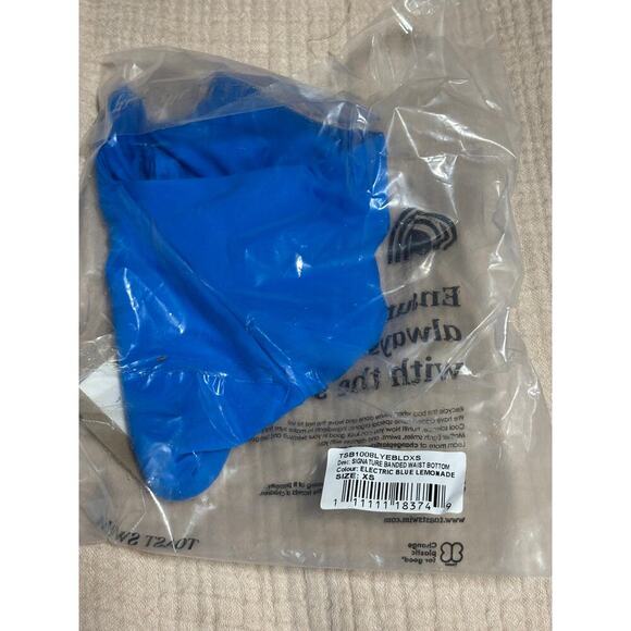NWT Toast Signature Banded Bikini Bottoms, Electric Blue Lemonade, XS - Picture 3 of 4